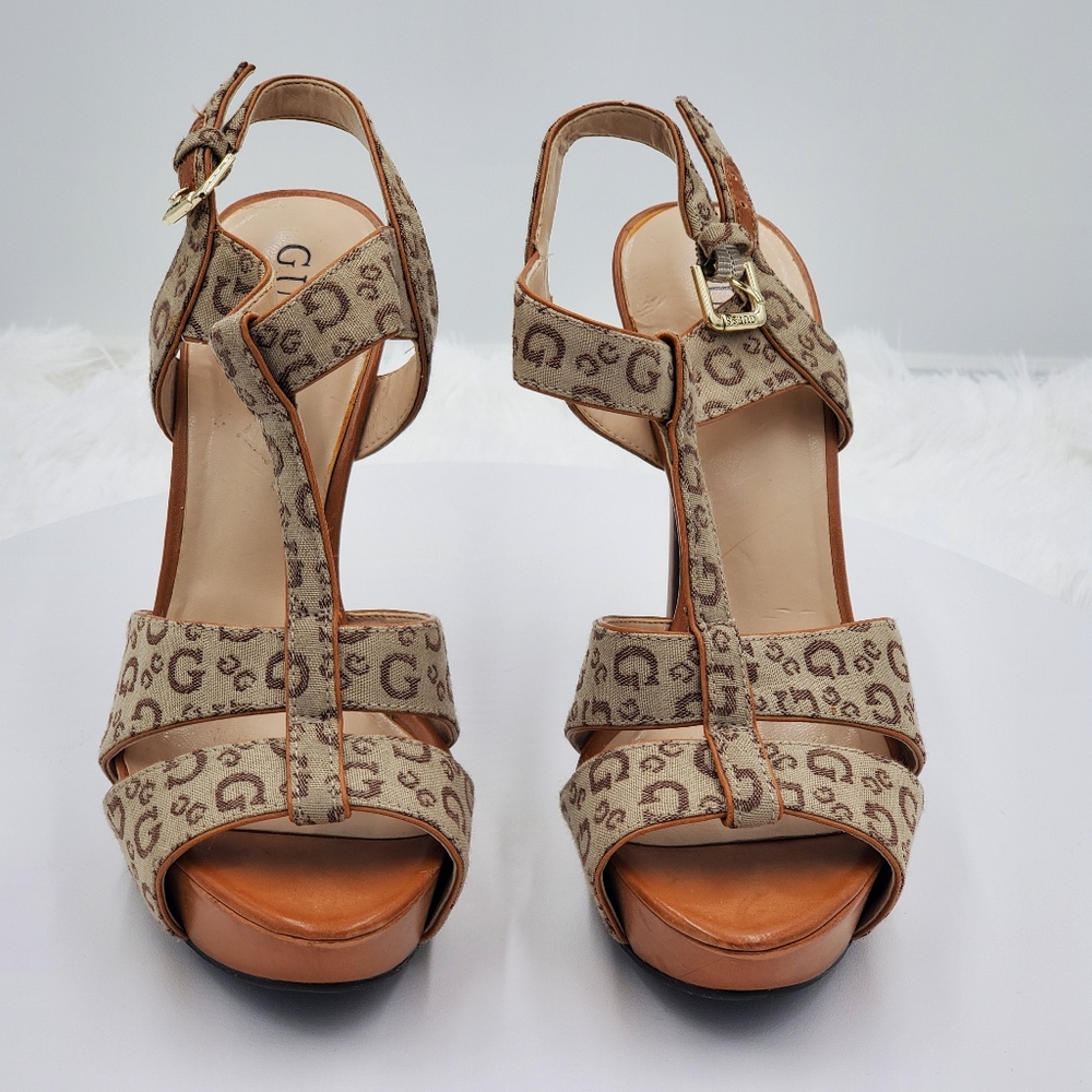 GUESS Women's Tan Platform Sandals Size 6M